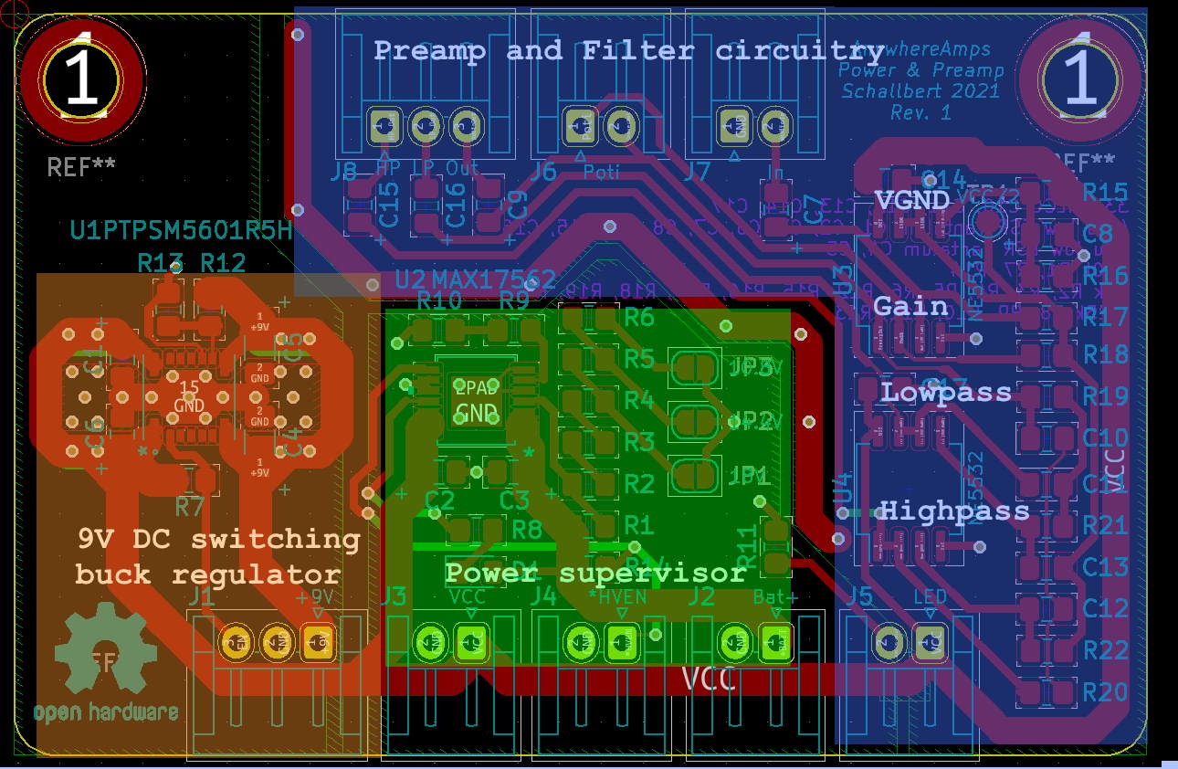 Image: PCB fully routed on a 2-layer design
