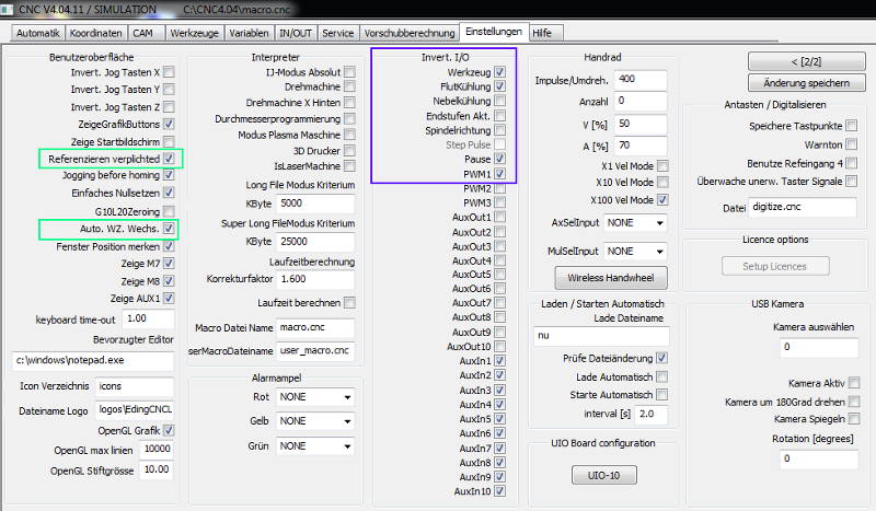 Image: EdingCNC settings screen2