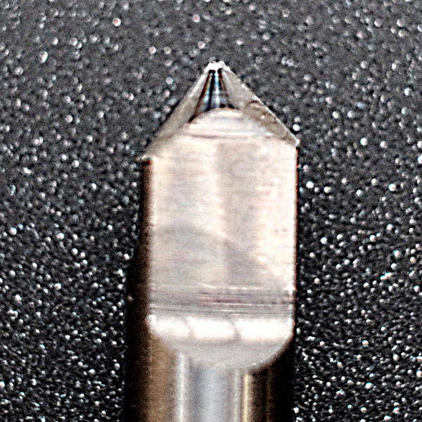 Image: Rear view of used V-cut bit
