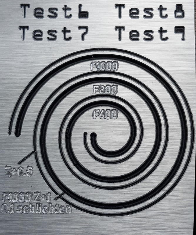 Image: My Test workpiece with tryout engravings
