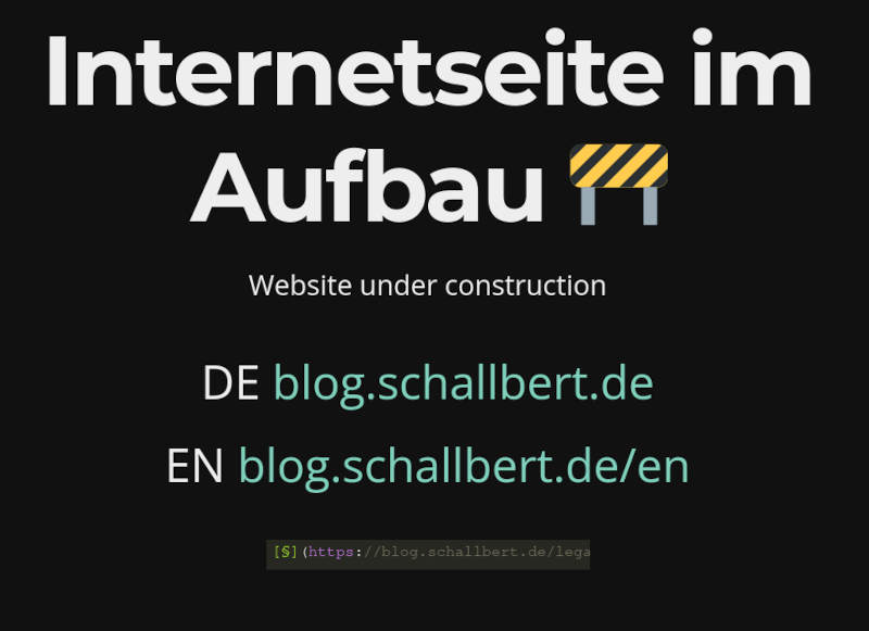 Image: Correctly rendered 'website under construction' page on schallbert.de