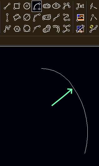 Image: two different radii joined. There is a visible kink due to differences in slope at that point.